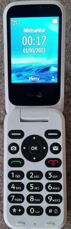 Tradera Mobiltelefoner<Doro 6881 viktelefon Röd/Vit (Nyskick)