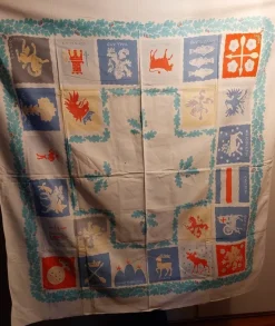 Tradera duk med landskapsvapen retro^ Hemtextil