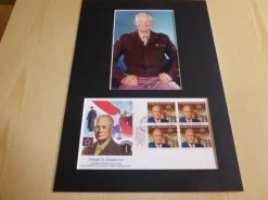 Tradera Dwight D. Eisenhower WWII fotografi & USA FDC med passepartout^ Nordamerika