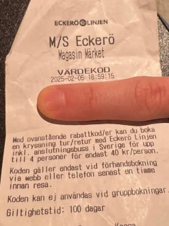 Tradera Eckerö kryssning värdekod> Kryssningar