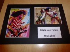Tradera Musikmemorabilia<Eddie van Halen fotografi med passepartout storlek A4