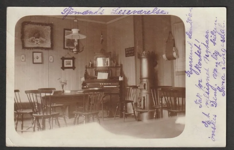 Tradera Nordiska Länder<Egersund. Sjömaends Lesevaerelse 1905