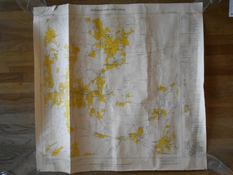 Tradera Ekonomisk karta över Sverige Jönköpings län Nässjö Hagshult 1955> Grafik, Kartor & Tryck