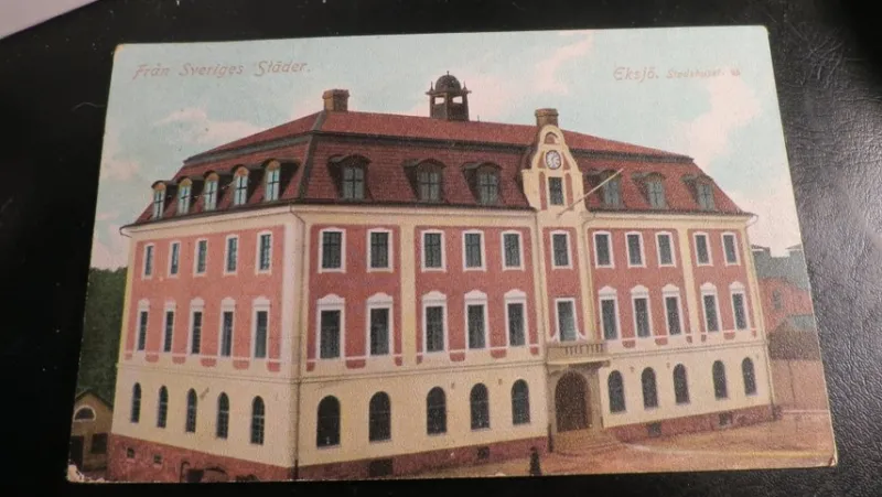 Tradera Svenska Landskap<Eksjö stadshus tidigt 1900 tal vykort