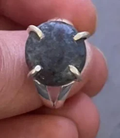 Tradera Elegant Ring med Naturlig Stichtit – Silverpläterad (Storlek ca 18,5 / US 8.5 )^ Ringar