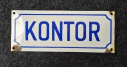 Tradera Skyltar<Emaljskylt KONTOR 1900-talets första hälft