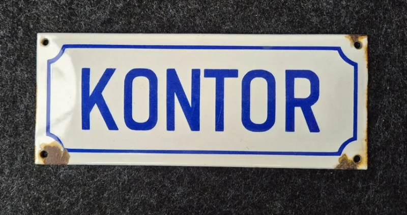 Tradera Skyltar<Emaljskylt KONTOR 1900-talets första hälft