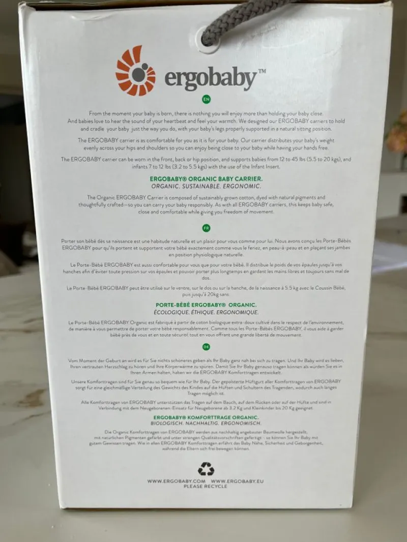 Tradera Ergobaby Organic Baby Carrier - Mörkgrå> Övriga Barnartiklar