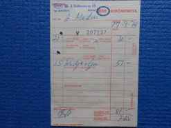Tradera ESSO Kontantnota 1974. ESSO Bil och traktorservice AB Skruv^ Bensinia