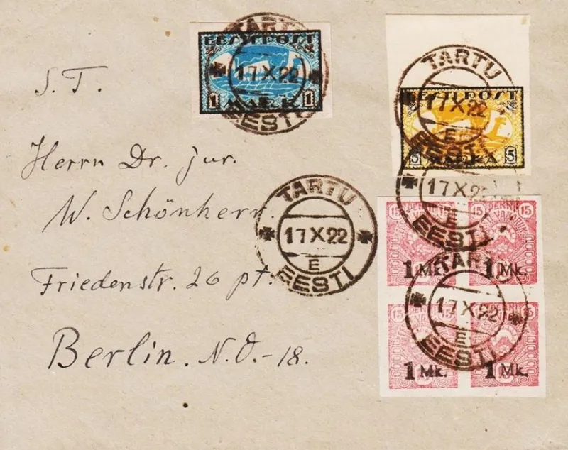 Tradera ESTLAND - 1919 - VIKINGESKIB - UTAKKET - stpl. TARTU EESTI 17.X.22^ Flera Länder