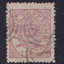 Tradera FACIT 12c, TRYCK 3, RÖD LILA, LÄTT OKLART TRYCK, STÄMPLAT, VÄRDE 700 KR^ Norden