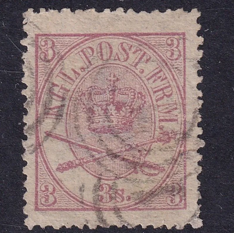 Tradera FACIT 12c, TRYCK 3, RÖD LILA, LÄTT OKLART TRYCK, STÄMPLAT, VÄRDE 700 KR^ Norden