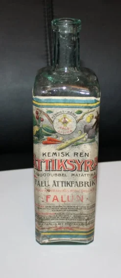 Tradera Varuförpackningar<Falu ättiksyra flaska tidigt 1900-tal vintage Kopparbergs o Bergslags AB Falun