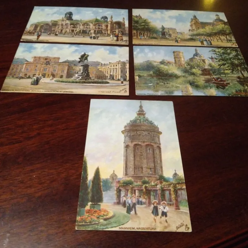 Tradera Världen Utom Norden<Fem kort fr Mannheim Tyskland 14x9cm i bra skick