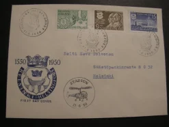 Tradera FINLAND 1950 Helsingfors 400år FDC postgånget STADION^ Norden