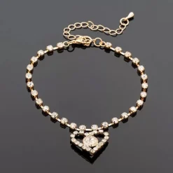 Tradera Fotlänkar<Fint Guld Fotsmycke Fotlänk Ankellänk Vristlänk Fotkedja - Strass & Hjärta