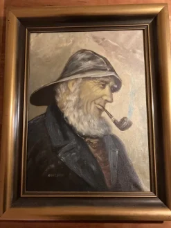 Tradera FISKARGUBBE - Oljemålning - H Källman - Retromotiv - RETRO - FINT SKICK^ Måleri