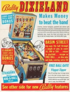 Tradera Flyer flipperspel Bally Dixieland^ Spelautomater