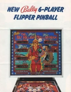 Tradera Flyer flipperspel Bally The Six Million Dollar Man^ Spelautomater