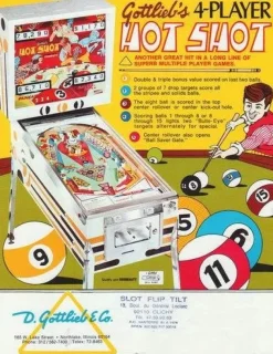 Tradera Flyer flipperspel Gottlieb Hot Shot^ Spelautomater
