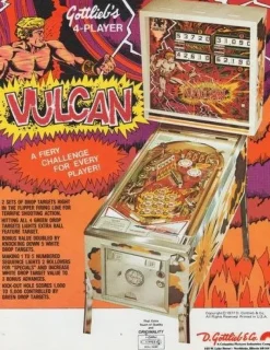 Tradera Flyer flipperspel Gottlieb Vulcan^ Spelautomater