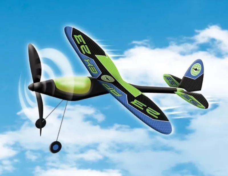 Tradera Lek & Spel<Flygplan framdrivet med gummiband Apex - Made in Germany