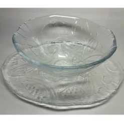 Tradera Fruktskål med stort fat ”Tropic Kosta Boda Gunnel Sahlin, stor glas skål> Glas