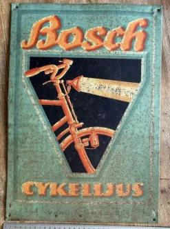Tradera Reklamprylar<Gammal litograferad skylt, BOSCH (ngt.sliten)