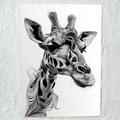 Tradera Geometrisk Giraff – A4 Premium Glansigt Papper (utan ram)^ Fotokonst