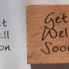 Tradera Get well soon - Stämpel monterad på trä 20x20mm^ Hobbymaterial