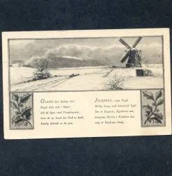 Tradera Nordiska Länder<Glade Jul Dejligt Jul Danskt kort Vntervy med väderkvarn stpl JEGINDÖ 1934