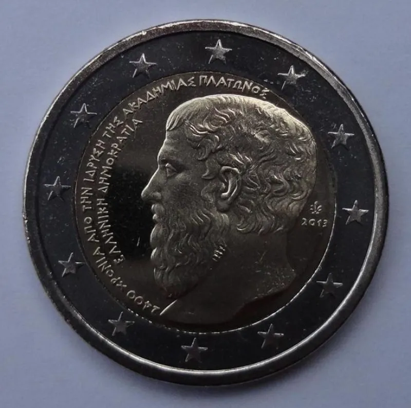 Tradera Grekland 2 euro 2013 Plato^ Euromynt & Sedlar
