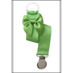 Tradera Grön napphållare med rosett och silverfärgat clip> Babyprodukter