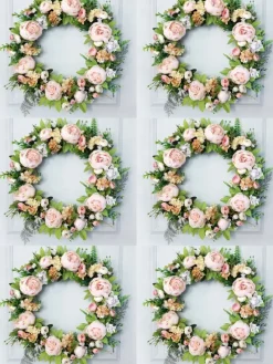 Tradera Grossist- 6 st Pionblomma Handgjorda krans konstgjorda blommor bröllop^ Bröllopsdukning & Dekorationer