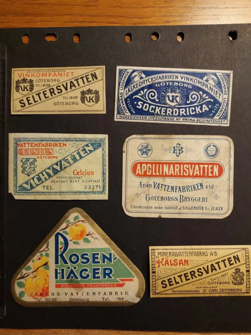 Tradera Göteborg, Vinkompaniet, Celsius, Vikens, Hälsan. Selter, socker, vichy, etc^ Breweriana