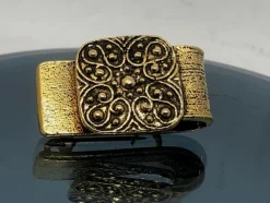 Tradera Broscher<Guldig udda äldre brosch, väskstop