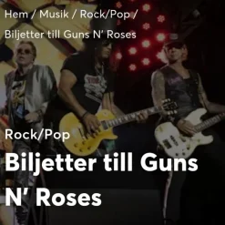 Tradera Guns N' Roses: Strawberry Arena, Stockholm> Konserter