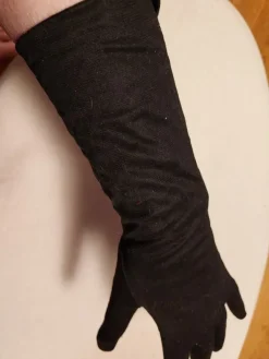 Tradera handskar KOLSVARTA crepenylon 60-tal stl. MEDIUM> Handskar & Vantar