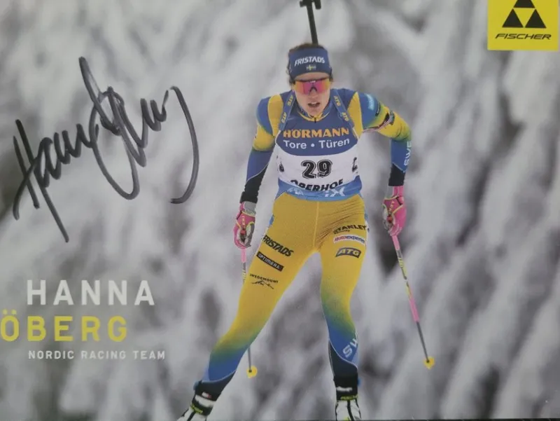 Tradera Hanna Öberg 2 OS guld 3 VM guld, 13 VM medaljer skidskytte^ Autografer