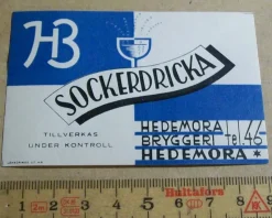 Tradera HEDEMORA BRYGGERI. SOCKERDRICKA^ Breweriana
