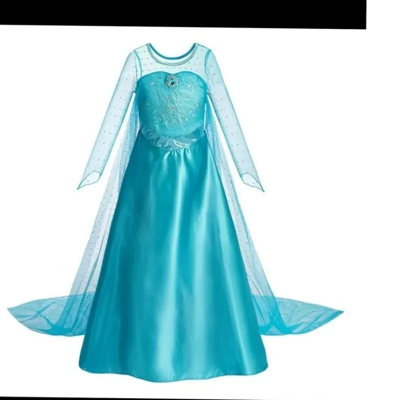 Tradera Helt ny Halloween kostym Elsa Frost klänning 130 128 turkos blå> Maskeradkläder