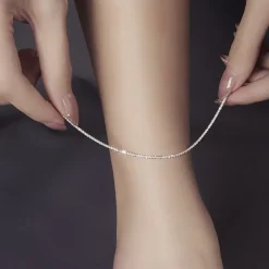 Tradera Fotlänkar<HELT NYTT!! 20 + 5 cm Fotsmycke Fotlänk Ankel bohe enkel kedja silver pläterad