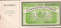 Tradera Lotter & Lottsedlar<Häfte med 9 lottsedlar. Gymnastiklotteriet 1944