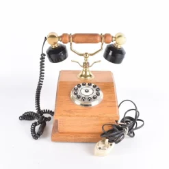 Tradera Fast Telefoni<Häger Telefons Vintage Telefon Trä Mässing Metall