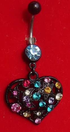 Tradera Piercings<HJÄRTA Piercing Navel böjd kirurgiskt stål med SMYCKE
