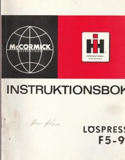 Tradera International McCormick löspress F5-91 instruktionsbok^ Jordbruksmaskiner