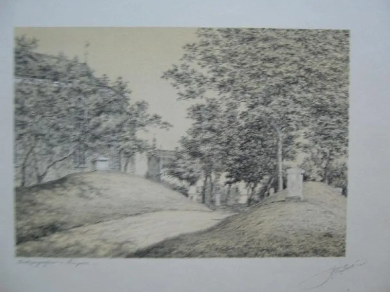 Tradera JAMES PAULI BISKOPSGRAVAR I STRÄNGNÄS i FÄRGLITOGR FRÅN 1930^ Grafik & Teckningar