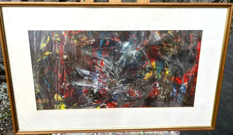 Tradera J-O MAGNUSSON KONSTVERK 1977 MUNKFORS LARS LERIN Jackson Pollock ABSTRAKT FRITT^ Måleri