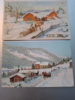 Tradera Nordiska Länder<JULEKORT x 2 SIGNERT CRANNER OG HANSTEEN