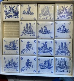 Tradera KAKELPLATTOR, 15 st, miniatyr, Old dutch tile, Driessen chocolade.> Övrig Antik & Design